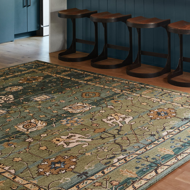 Corla Handmade Wool Green/Brown Rug & Reviews Birch Lane